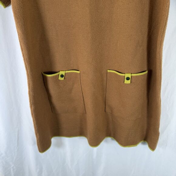 Maeve Sweater Dress Women's XL Mock Neck Brown Pockets Short Sleeve - Picture 3 of 12